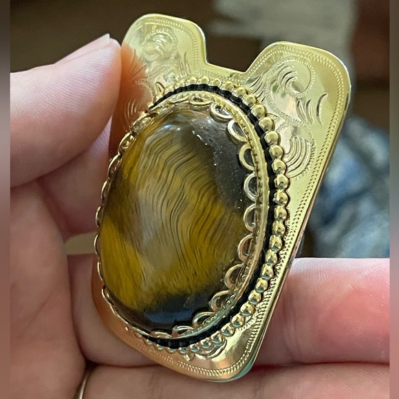 Tiger Eye Western Scarf Slide - Picture 3 of 7